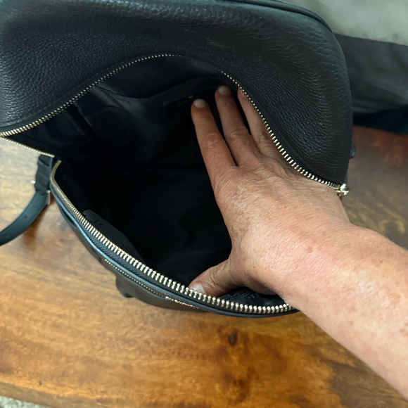 Kate Spade Black Leather Backpack with Silver Zippers - Picture 12 of 14